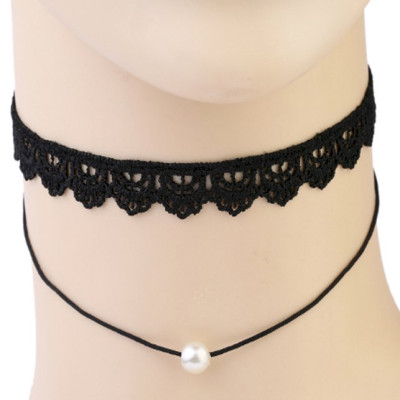 Vòng cổ choker phối hạt trắng V26