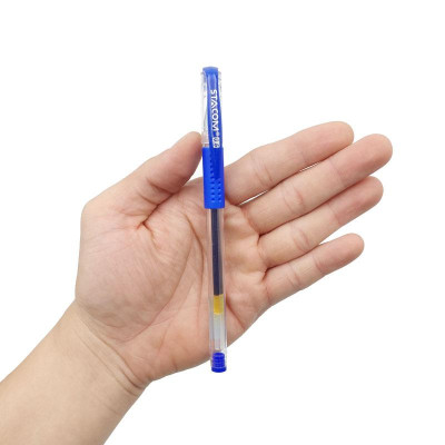 Bút Bi 0.5 mm Thân Trong - Nắp Gài - Stacom GP2015 - Mực Xanh