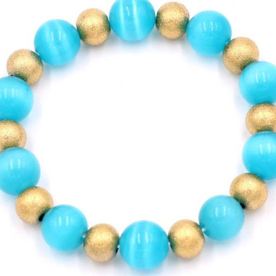 Chuỗi tay phong thủy - đá mắt mèo xanh ngọc 10 ly VMEXNHVT1 - hợp mệnh Thủy, mệnh Mộc