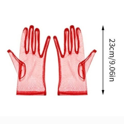 Găng tay ren trong màu đỏ cho Cô dâu và Dạ hội, đi tiệc, sự kiện MS: 42734