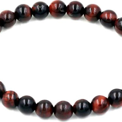 Vòng tay chuỗi hạt đá mắt hổ đỏ đen 6 ly 26 hạt (156mm)