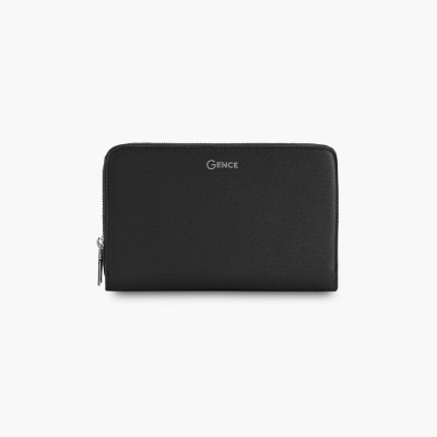 Clutch, Ví Cầm Tay Gence Thời Trang Nam Da Bò Taiga Cao Cấp HT21 Đen - 2 Khóa