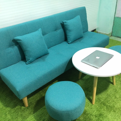 Bộ sofa bed salon giường SB4-Cabo phòng khách xanh ngọc vải bố