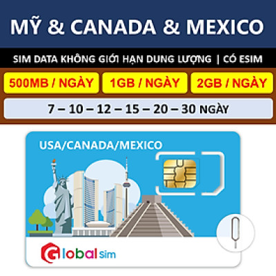 SIM MỸ & CANADA & MEXICO - KHÔNG GIỚI HẠN DATA (HÀNG CHÍNH HÃNG)