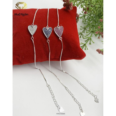 Lắc tay bạc 925 Huệ Ngân - Tim xinh đính đá RYB140085