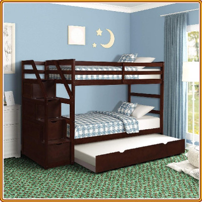 Giường 3 tầng Tundo màu nâu 