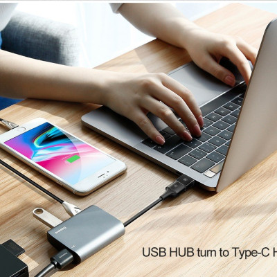 Đầu Chuyển Đổi OTG Sạc Nhanh, Truyền Dữ Liệu 2.4A Baseus Mini USB Female To Type-C Male Adapter Converter-Hàng Chính Hãng