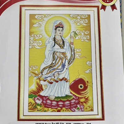 Tranh thêu kín Quan âm vs8028, kích thước 60 x 90 cm