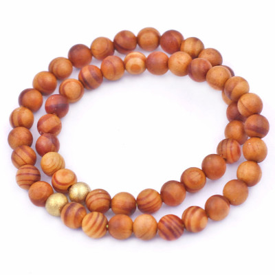 Vòng Chuỗi Đôi 6 Ly Gỗ Huyết Rồng Charm Bi Inox VGHRHBD