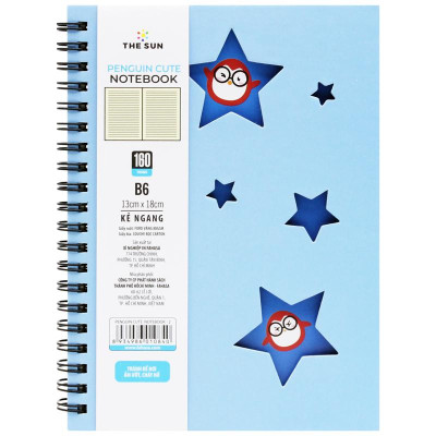 Sổ Lò Xo Bìa Cứng Penguin Cute B6 - Kẻ Ngang - 160 Trang 80gsm - The Sun 02