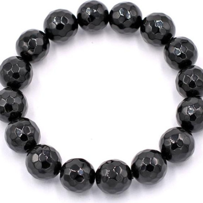 Chuỗi đeo tay - thạch anh đen cắt giác 8 ly - hợp mệnh Thủy, mệnh Mộc