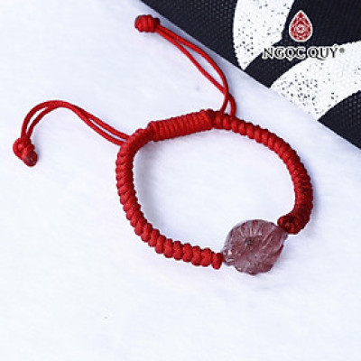 Vòng thắt dây đỏ nữ hoàng hồ ly đá thạch anh dâu hợp mệnh hỏa, thổ - Ngọc Quý Gemstones