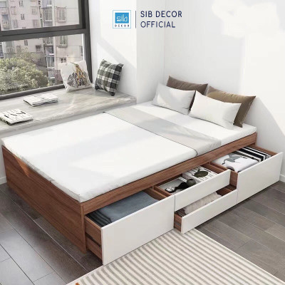 Giường Gỗ Đa Năng Kết Hợp Tủ Đựng Đồ 4 Ngăn Kéo SIB Decor GN20