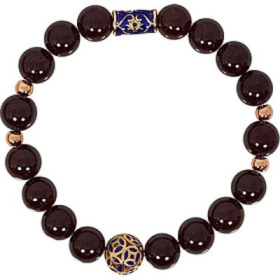 Vòng Tay Đá Garnet 8 Ly Mệnh Hỏa, Thổ Charm Quả Cầu Xanh Laliz RG.02