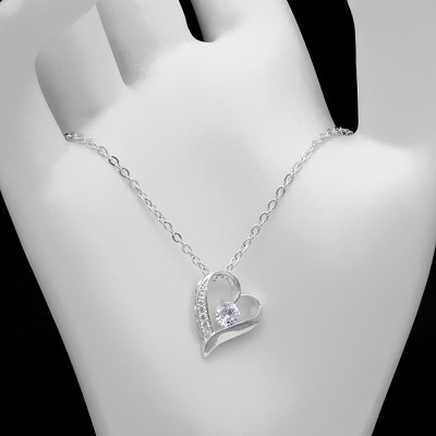 Dây Và Mặt Dây Chuyền Bạc Hiểu Minh DMD323 trái tim màu tím bạc ta