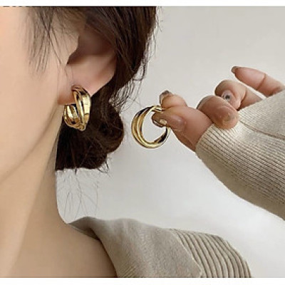 Earring, Bông tai nữ vòng tròn màu vàng