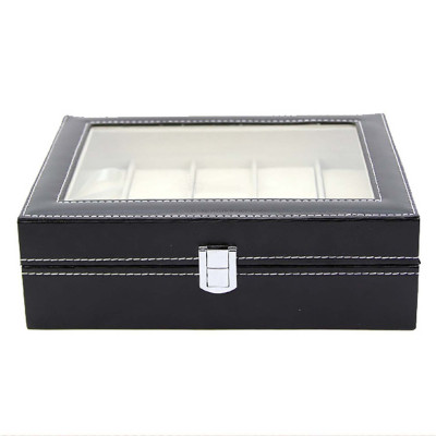 Hộp Đựng Đồng Hồ Nam Nữ 10 Ngăn Bọc Da Cao Cấp Có Mút Silicon Chống Xước Mặt Đồng Hồ - Hàng Chính Hãng MINIIN