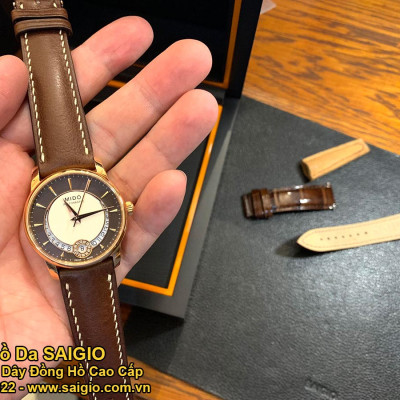 Dây Đồng Hồ Da Bò Cao Cấp, Kiểu Dáng Cổ Điển - Chỉ Trắng, Mặt Lót Chống Thấm Mồ Hôi, Tích Hợp Lớp Gia Cố Chống Giãn Đặc Biệt, Phụ Kiện Khóa và Chốt Bằng Thép Không Gỉ 316L - Hàng Chính Hãng SAIGIO