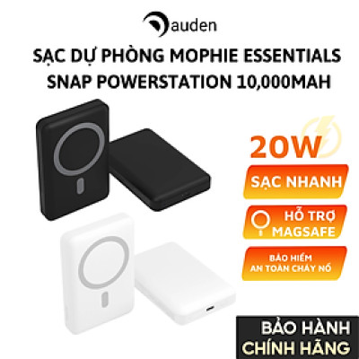 Sạc dự phòng mophie Essentials Snap+ powerstation 10,000mAh, hỗ trợ sạc từ tính 15W - Hàng chính hãng