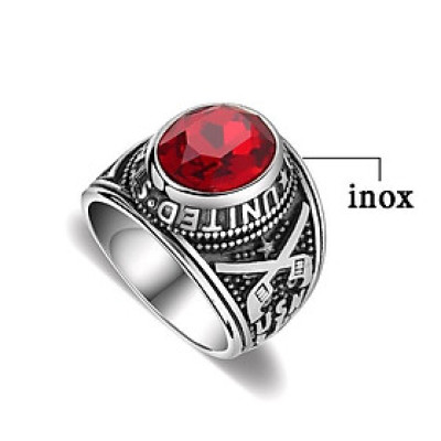 Nhẫn nam titan cao cấp thời trang rẻ đẹp nhẫn mỹ inox thép không gỉ trangsucpt đá đỏ nhẫn PTNNA05