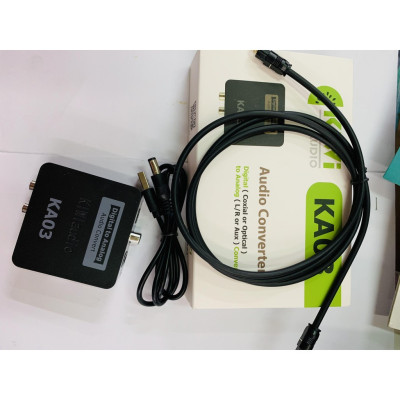 Bộ chuyển âm thanh TV 4K quang optical sang audio AV ra amply + Cáp optical KA03 Bộ Chuyển Quang Âm Thanh Từ Digital Sang Analog Âm Thanh Lớn Tặng Kèm Dây AV  - Hàng chính hãng