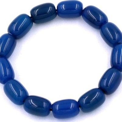 Vòng tay Lu Thống Thạch Anh Xanh Dương Bầu size 10mm x 14mm - hợp mệnh Mộc, mệnh Thủy