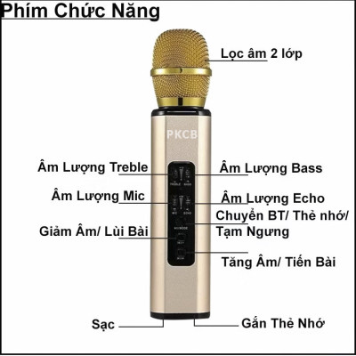 Micro karaoke kèm Loa bluetooth nhập khẩu cao Cấp Cắm thẻ nhớ 3 trong 1 Hàng chính hãng
