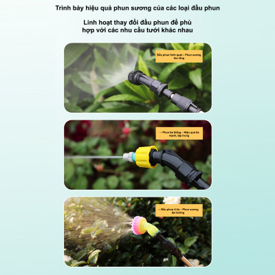 Bình Xịt Điện 5L Đeo Vai Sạc Pin Đa Năng – 3 Chế Độ Phun, Vòi Xịt Dài Tưới Cây, Vệ Sinh Sân Vườn, Chăm Sóc Vườn