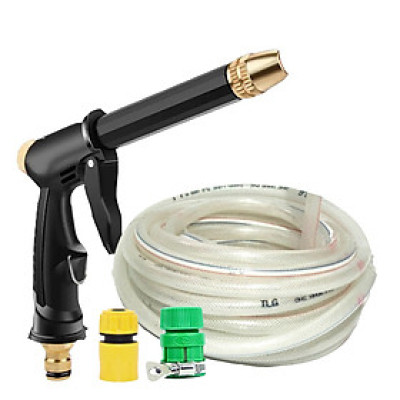 Bộ dây và vòi xịt  rửa xe tưới cây 810-2498-1 (dây trắng-cút nối xanh)