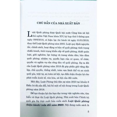 Sách - Luật Quốc Phòng (Hiện Hành) (Sửa Đổi Năm 2023) - NXB Chính Trị Quốc Gia