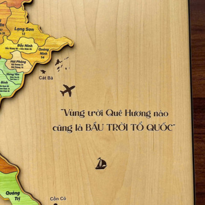 [KOSUYTU] Bản Đồ Việt Nam Bằng Gỗ - 34 Tỉnh Thành Mới – KT 40 x 60 CM