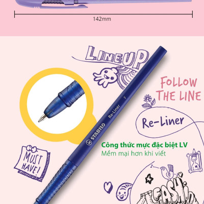 Bút bi Stabilo Re-Liner BP868F 0.7 mm - Đen