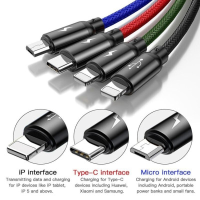 Cáp sạc đa năng 4in1 Baseus Rapid Series CA1T4 3.5A 1.2M USB to 2 L+T+M- hàng chính hãng