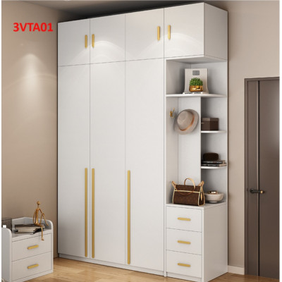 Tủ quần áo thiết kệ hiện đại - Tủ quần áo gỗ MDF 3VTA01 - Nội thất lắp ráp Viễn Đông ADV