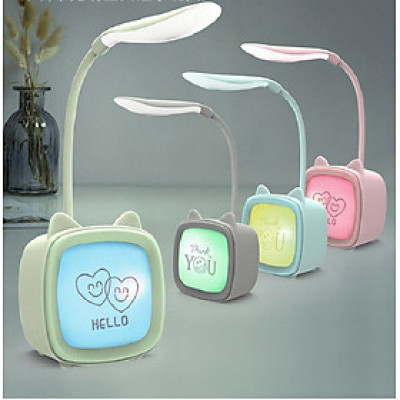 Đèn Học Để Bàn Kiêm Đèn Ngủ Hình Chiếc Lá 3 Chế Độ Sáng Dùng Pin Sạc - Đèn led để bàn học sạc usb hình lá - Hàng chính hãng