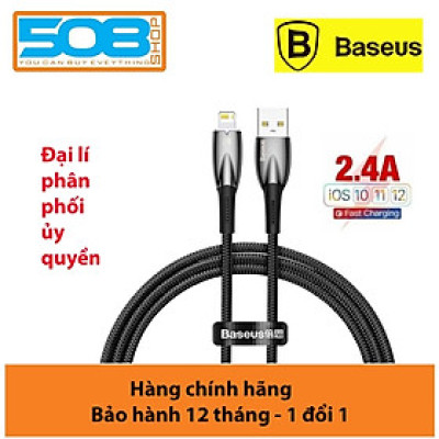 Cáp sạc nhanh 2.4A cho ai-phôn, Cáp sạc Baseus Glimmer Series Fast Charging Data USB-A to Lai-ning 2.4A đèn LED, đẹp sang trọng - Hàng chính hãng