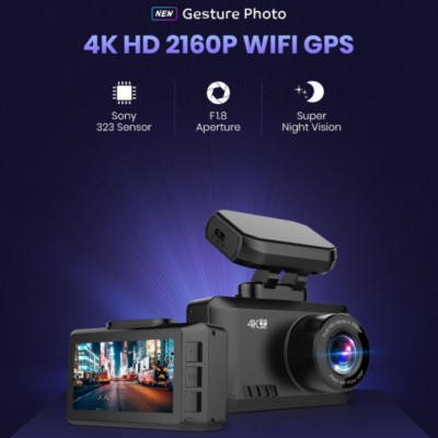 Camera hành trình ô tô thương hiệu cao cấp Phisung 4K, Wifi, 2.45 inch - Mã: G3 - Hàng Nhập Khẩu 