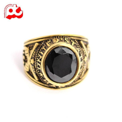 Nhẫn nam cao cấp thời trang đẹp titan thép không gỉ kiểu nhẫn mỹ mạ vàng trangsucpt đá đen PTNNA220