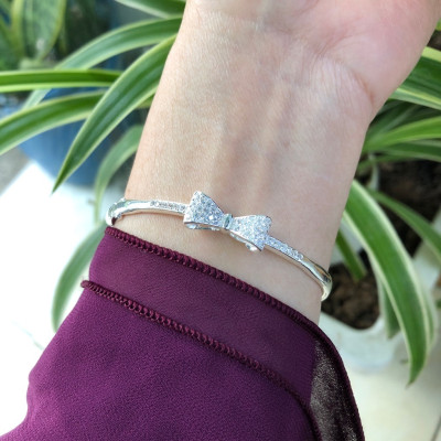 Lắc Tay Nữ Bạc Ta Nơ Xinh Đính Đá CZ Cao Cấp Bạc Hiểu Minh LTU535