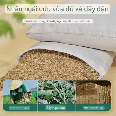 Gối Ngải Cứu Cắm Điện Giảm Đau Vai Gáy chống đột quỵ Gối Thảo Dược Hương Thơm Thảo Mộc tự nhiên giúp ngủ ngon hơn