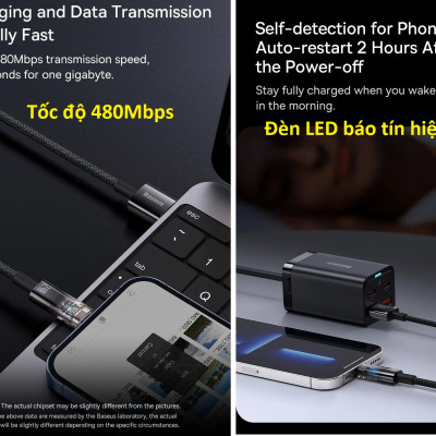 Cáp sạc dành cho iPhone 2.4A tự ngắt khi đầy Baseus Explorer Series CATS000401- Hàng chính hãng