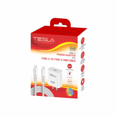 Combo sạc nhanh hàng chính hãng TESLA TL12CBC 36W GaN USB-C (C to C) | Bảo hành 12 tháng 1 đổi 1 | Made in Việt Nam