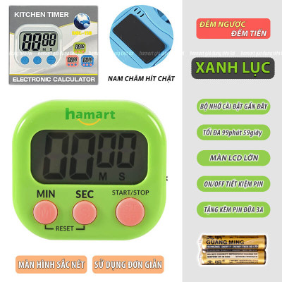 Đồng Hồ Bấm Giờ Đếm Ngược Pomodoro 99 Phút Hẹn Giờ Nấu Ăn Học Tập Hút Nam Châm 4 Màu TẶNG 2 PIN