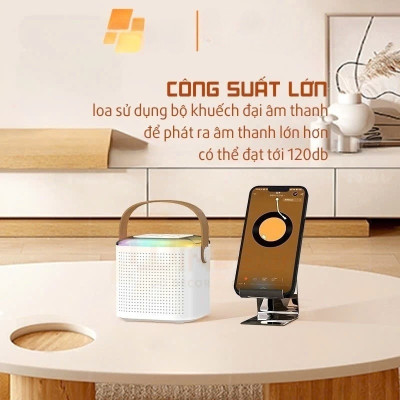 Loa Bluetooth mini kèm 2 micro hát karaoke không dây - Mic hát karaoke âm thanh chất lượng lọc âm khử nhiễu LED RGB - Hàng Nhập Khẩu