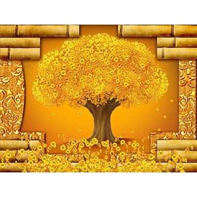 (HCM)TRANH DÁN TƯỜNG 3D CÂY TÀI LỘC  PHÚ QUÝ 12 TRANG TRÍ PHÒNG KHÁCH CÓ SẴN KEO