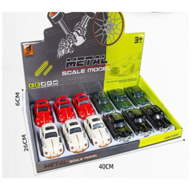 36191C Mô hình xe ô tô kim loại tỷ lệ 1:3 - bộ 12 chiếc (KT 12.2x5.3x4.5cm)
