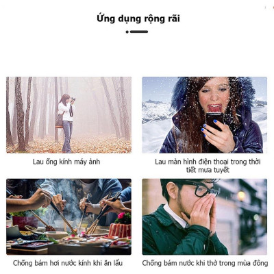 Khăn Lau Kính Nano Chống Bám Hơi Nước, Lau Sạch Nhờn Vân Tay Bụi Bẩn Trên Kính, Điện Thoại - Hộp 100 Tờ