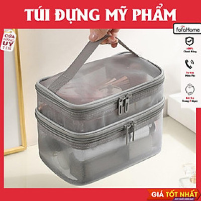 Túi Lưới Đựng Mỹ Phẩm, Đồ Trang Điểm 2 Tầng, Nhỏ Gọn Tiện Dụng Dễ Giặt Vệ Sinh