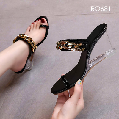 Dép nữ xỏ ngón, đế xuồng mica ROSATA RO681 - 7p - Đen - BKSTORE