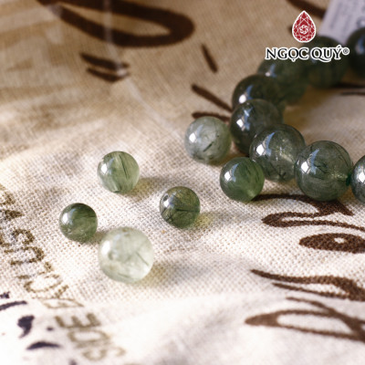 Hạt lẻ đá thạch anh tóc xanh mệnh hỏa, mộc - Ngọc Quý Gemstones
